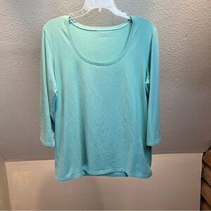 EILEEN FISHER Mint Green Organic Cotton Tee. Size Large